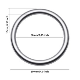 4 Inch Metal O Ring, 2 Pcs Seamless Welded 304 Stainless Steel Round Ring Buckles, Multi-Purpose Heavy Duty Rings for Knitting Hanging Flower Basket Crafts