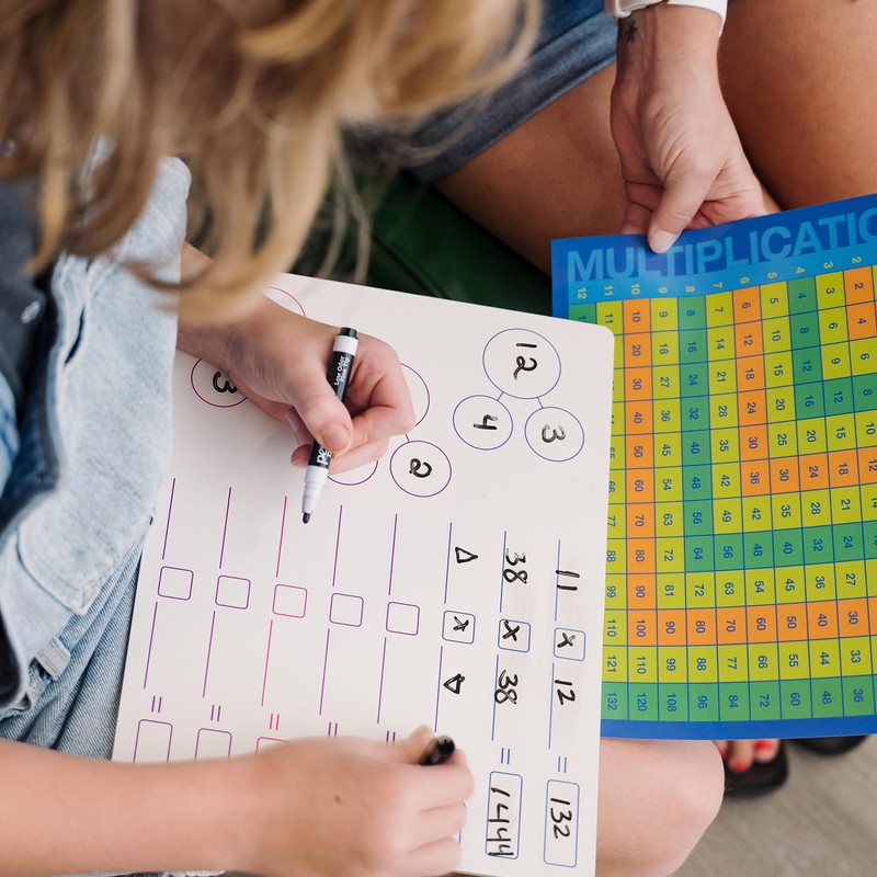 Dry Erase Multiplication Board 9x12in Double Sided Whiteboard with Chart