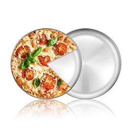 Deedro Pizza Baking Pan Pizza Sheet, 10 inch Stainless Steel Pizza Tray Round Pizza Oven Pan for Home Restaurant Pizzeria, Nontoxic & Heavy Duty, Easy Clean & Dishwasher Safe, Set of 2