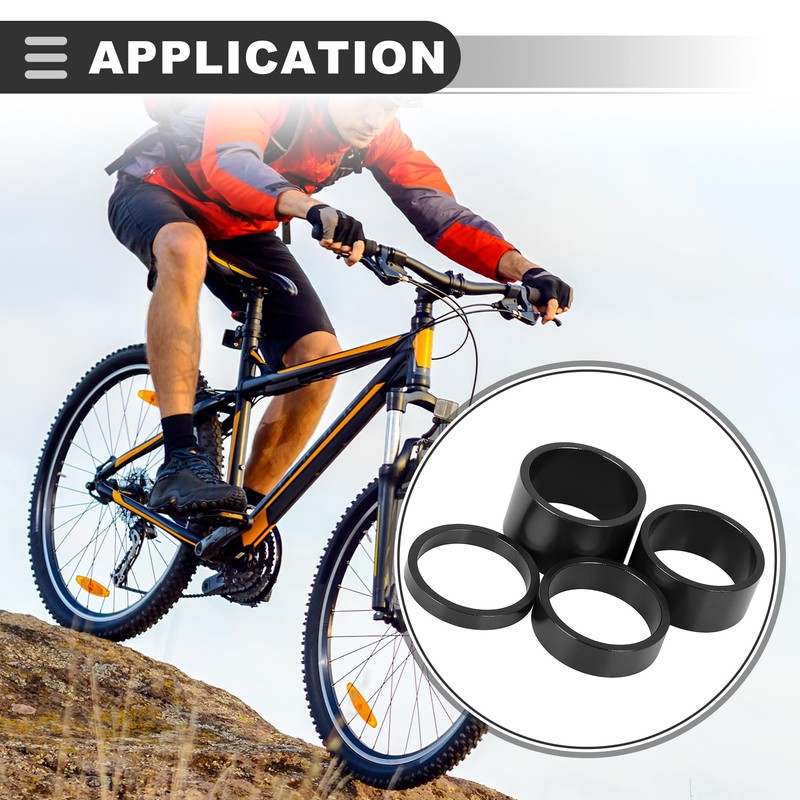 Motoforti Universal Bike Headset Spacers, 5 10 15 20mm, Black,