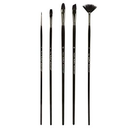 Creative Mark Black Swan Paint Brush Set Synthetic Red Sable Brushes for Acrylics, Oils, Glazings & Heavy Body Media - [Explorer Set of 5 Assorted Brushes]