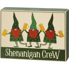 Unbranded PBK St Patricks Decor - Shenanigan Crew Gnomes Box Sign