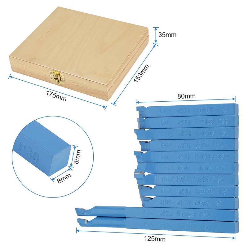 Cocoarm Turning Chisel Set 11 Pieces Lathe Tool 8 ×