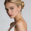Eusense Birthstone Dangle Earrings for Women Infinity Pear-shaped Stone Drop