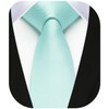 HISDERN Mint Green Tie Silk Skinny Tie Slim ties For