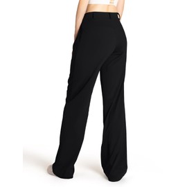 Safort Wide Leg Pants Women Dress Pants 28"/31"/34" Business Casual Trousers Work Office Loose Slacks Belt Loops Pockets, 34" Inseam, Black, L