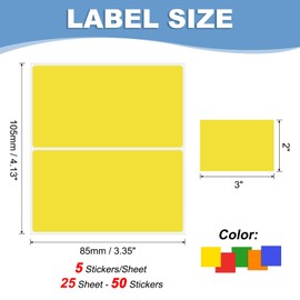 PATIKIL Color Coding Labels 3 x 2 Inch, 50 Pcs Rectangular Colored Labels Sticker Moving Stickers Tags for Inventory Packing Box, 5 Colors