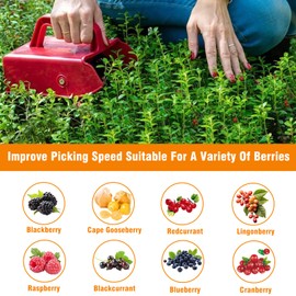 22 x 14 x 7.5cm Berry Picker Comb, Handheld Blueberry Rake Scoop, Plastic & Metal Blackberry Harvester, Fruit Harvesting with Ergonomic Handle, Berries Picking Basket, Garden Outdoor Tool (Red)
