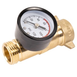 Hourleey Brass RV Water Pressure Regulator, Hi-Flow Water Regulator With Filter Screen and Gauge for Campers, Travel Trailers, Plumbing System