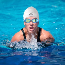 Whale Silicone Swim Cap - Waterproof, Non-Slip, High Elasticity - Keeps Hair Dry, Perfect for Men and Women,Large Swimming Cap (White)