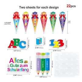 HOWAF Sugar Confetti ABC 123 Confetti, Mini Wooden Blackboard, School Cones, Table Decoration, First Day of School, Decoration for Girls and Boys, Pack of 42