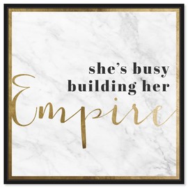The Oliver Gal Artist Co. Typography and Quotes Wall Art Framed Canvas Prints 'Building Her Empire' Empowered Women Quotes and Sayings