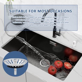 HonGien Pack of 2 Sink Strainer Diameter 78 mm, Drain Strainer Kitchen Sink, 304 Stainless Steel Strainer Plug Drain for Sink, Kitchen Sink