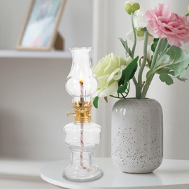 Pack of 2 Vintage Glass Kerosene Lamp, Transparent Glass Petroleum Lamp, Indoor Oil Lamps for Wedding, Bedroom, Room Decoration