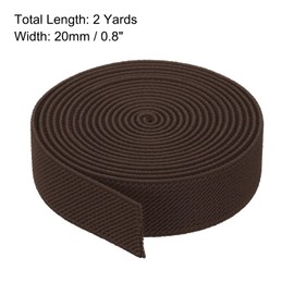 MECCANIXITY Twill Wide Elastic Band Double-Side 0.8 Inch Flat 2 Yard Woven Elastic Band Knit Elastic Spool Heavy Stretch Strap Dark Coffee for Sewing, Waistband
