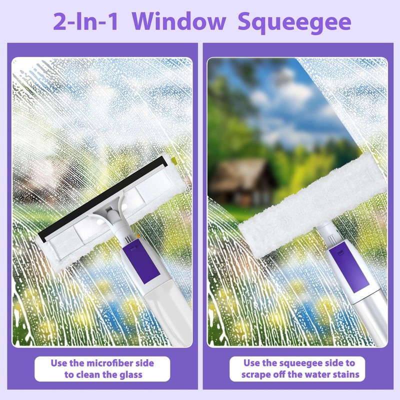 Spray Window Squeegee with 60" Extension Pole, Window Cleaning Squeegee