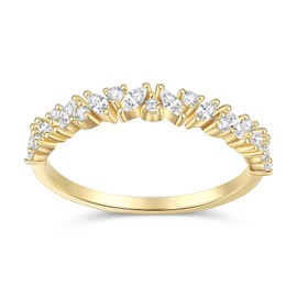 GLOQUAT 18K Gold Half Eternity Band Rings for Women CZ Stones Gold Stackable Rings Simulated Diamond Eternity Bands for Women Cute Pave Anniversary Rings Dainty Statement Eternity Rings Size 9