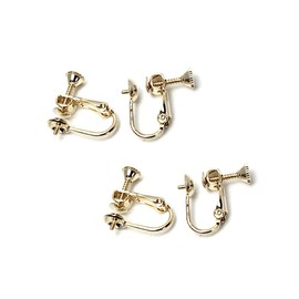 Jewelry Shop M ca0029 Screw Core with Plate, Base Included, Screw Springs, Studs, Direct Connection, Earring Hardware, Hypoallergenic, 2 Pairs 4 Pieces, Nickel Brass Silver Metal