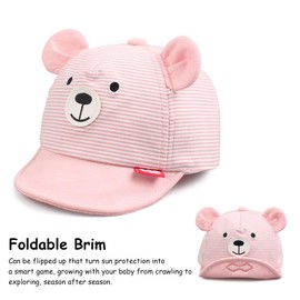 Pesaat Bear Baby Baseball Hat Toddler Cotton Sun Cap Infant Ball Caps Adjustable Baseball Cap for Boys Girls 3-18M (UK, Age, 3 Months, 18 Months, Gray)