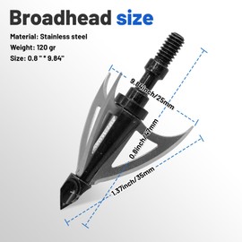RUOERSISI 6/12 Pack 120 Grain Fixed Blade Arrow Broadhead Stainless Steel Archery Arrow Tips Screw in Hunting Arrowhead for Compound Bow, Recurve Bow (6PCS)
