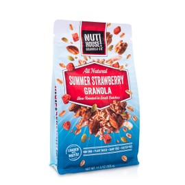 NutHouse! Granola Company - Premium Summer Strawberry Granola | Certified Gluten-Free, Non-GMO, Kosher | Vegan, Soy-Free | 11.5 oz. Bag (6-Pack)