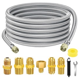 24 FT Propane Hose Extension-High Pressure Braided Gas Line Hose Propane Conversion Kit for BBQ Grill, Fire Pit, Heater (24FT)