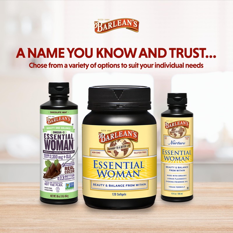 Barlean's Essential Woman Supplement Capsules, Women's Flaxseed and Evening Primrose