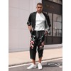 ABEWIP Men's Japanese Kimono Set Chinese Style Printed Open Front