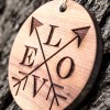 HipFlaskPlus Love Crossed Arrows - Raw Cedar Ornament 3x3in