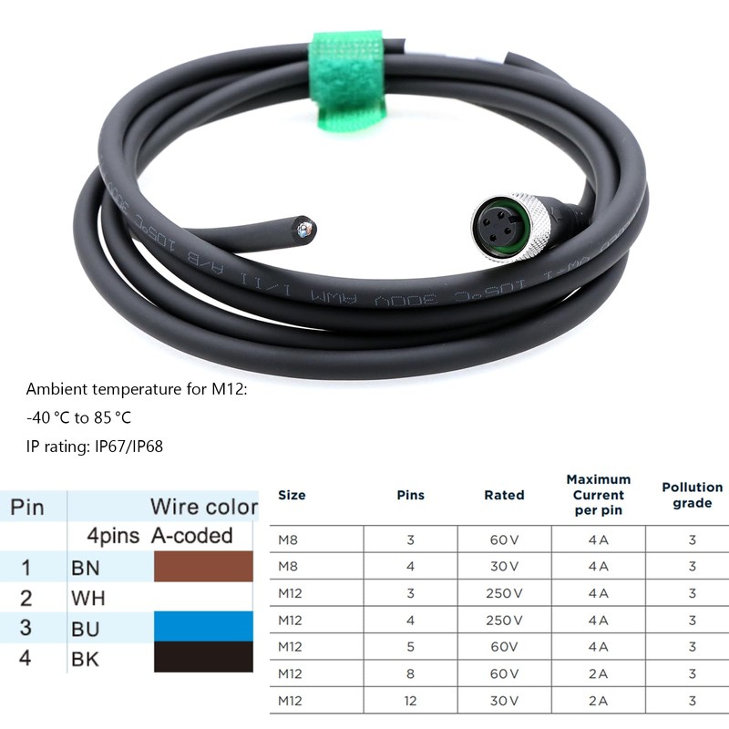 HangTon M12 A-coded 4 Pin Female Actuator Sensor Reader Encoder