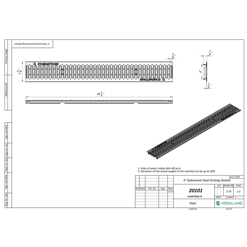 Vodaland - 4 inch Galvanized Stamped Steel Grate