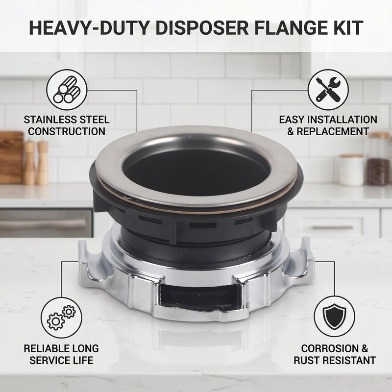 Stainless Steel Garbage Disposal Flange Kit, Sink Mount with Splash