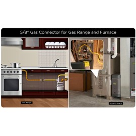 Gas Connector 48 inch Yellow Coated Stainless Steel, 5/8" OD Flexible Gas Hose Connector for Gas Range, Furnace, Stove with 1/2” FIP x 1/2” MIP Stainless Steel Fittings, 48” Gas Appliance Supply Line