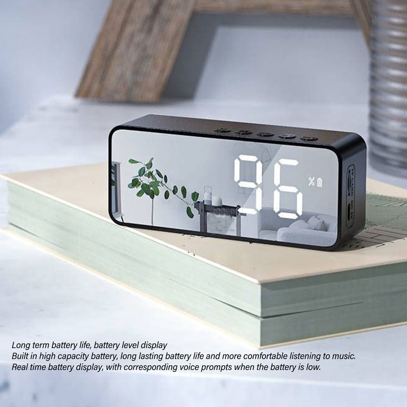 Mirror Alarm Clock Bluetooth Speaker Rechargeable Digital Alarm Clock Bluetooth