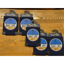 Salt Life Lot Of 5 Can Koozie Navy Skull And Hooks/Fish Design Livin Salty NWT