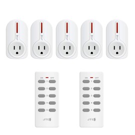 JTD ® 5 Pack Remote Control Outlet Switch 3rd Generation Energy Saving Auto-programmable Wireless Electrical Plug Switch for Household Appliances Lighting & Electrical Equipment (2 Remotes)