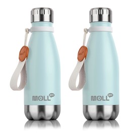 Mollcity Kids Water Bottle, 9 oz Stainless Steel Vacuum Insulated Small Water Bottle for Kids,Cola Shape Sports Water Bottle Leak Proof (Baby Blue)