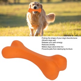 Rubber Dog Toy, Tough Dog Bone Toy Durable Dog Chew Toy Hard Rubber Bone for Dogs Indestructible Dog Toys Dental Dog Toy for Teeth(S-Orange)