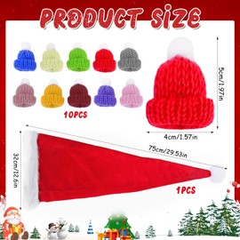 Zkaoai Christmas Hat, with 10 Pieces Mini Christmas Hats, Women Men Red Plush Santa Hat, Santa Claus Hat, Santa Claus Hat for Christmas Party