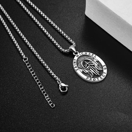 KINGWHYTE St Michael Necklace S925 Sterling Silver Archangle Saint Michael Protect US Pendant Jewelry Gifts for Women Men