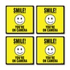 (4-Pack) Smile! You Are On Camera Sign, 5.5 X 5.5