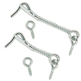 Wideskall Zinc Plated Wire Gate Hook and Eye Latch with Spring Lock (Pack of 20)