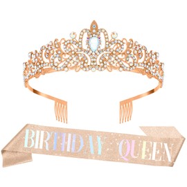 Dealoco Birthday Sash for Women, Birthday Sash, Birthday Crown, Birthday Girl Sash, Birthday Sash and Tiara for Women, Birthday Tiara, Birthday Tiara for Women, Happy Birthday Sash