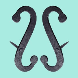 Pair Shutter Dog Scroll Black Hand Forged Iron Masonry | Renovator's Supply