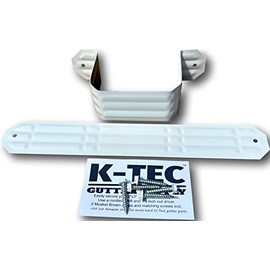 K-TEC (2 Pack) Downspout Strap for 2 inch x 3 inch Aluminum Rain Gutter - Leader Pipe Adapter with Color Matched Screws. High Gloss White Set of 2 for 1 Downspout.