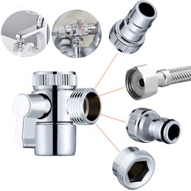 Faucet Diverter Valve with Aerator - Sink to Garden Hose Adapter for Bathroom/Kitchen Sink Faucets - G1/2 & 3/4