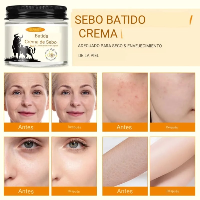 Crema Sebo De Res + Cera Abeja Piel Seca Madura
