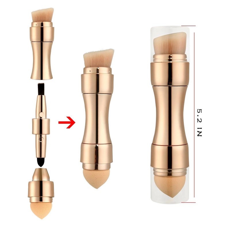 4 in 1 Makeup Brush Soft Bristles Elastic Sponge Head