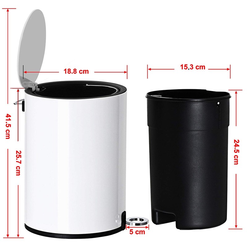 FurnitureXtra™ Modern Style Powder Coated Soft Close Pedal Bin, Plastic