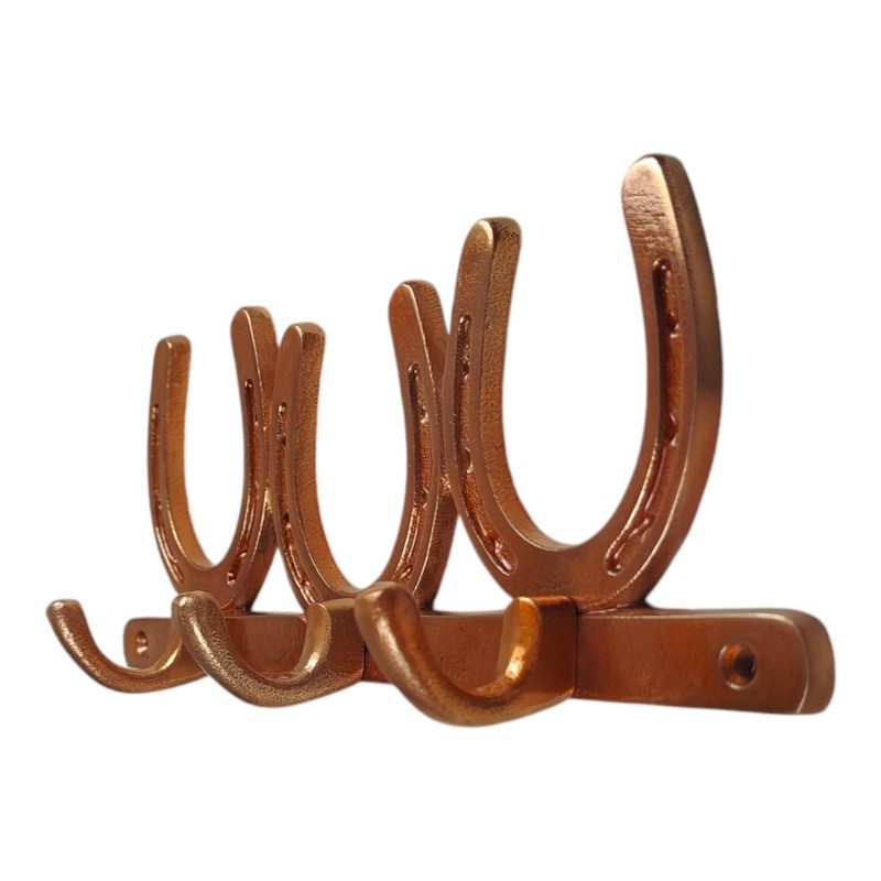 FTWDesign Three Horseshoe Wall Hooks in Bronze Look - Horse
